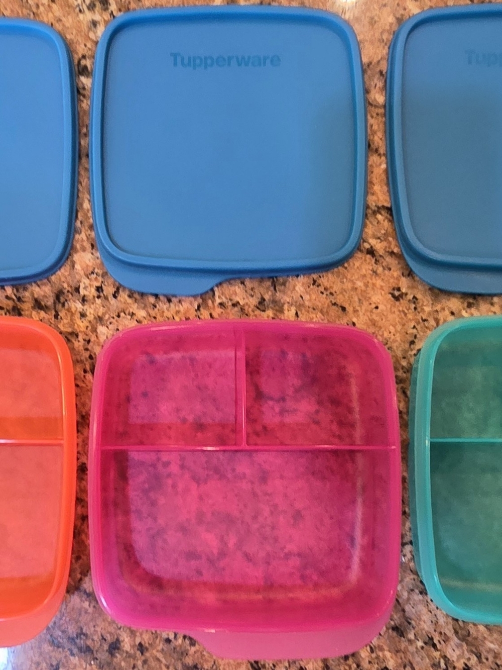 TUPPERWARE Devided lunch meal Squareaway Square Storage 3 Containers with  lids